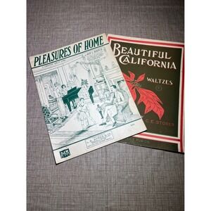 VTG 20s Sheet Music Lot Pleasures of Home Beautiful California Waltzes Old Paper